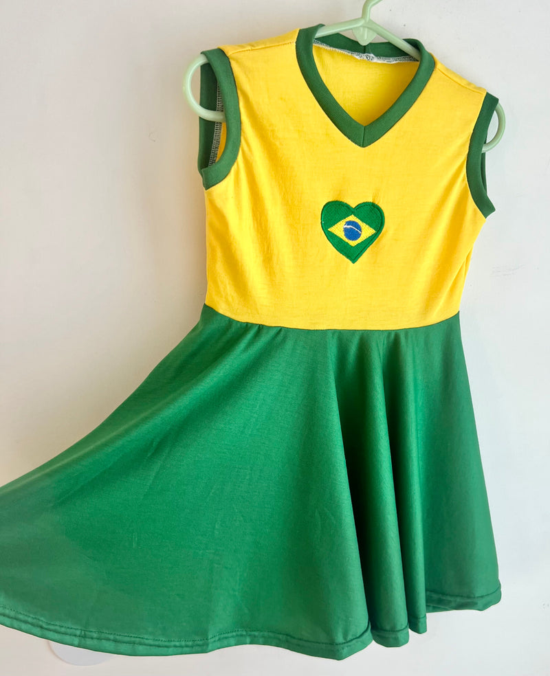 Brasil Vestido Infantil - Brazil Kid's Dress - Hi Brazil Market