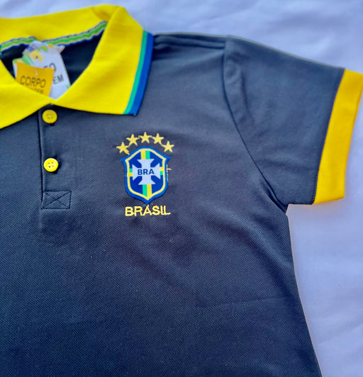 Brasil Camisa Polo Feminina Preta - Brazil Woman Polo Shirt Black