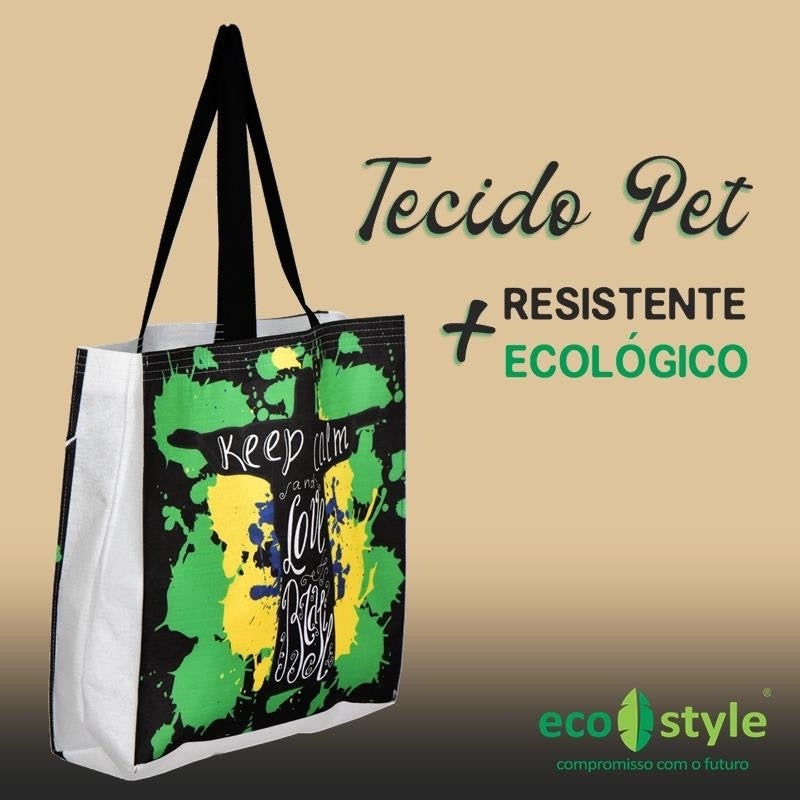 Eco Tote Bag - Bolsa Ecologica feita com tecido Reciclado Tecido Pet com Estampa em Sublimacao - Hi Brazil Market