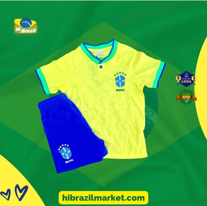 Brasil Conjunto Futebol Infantil Amarelo Copa do Mundo - Brazil Kid's Soccer Set Yellow World Cup - Hi Brazil Market