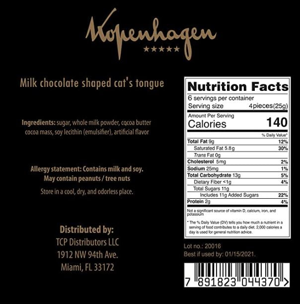 Kopenhagen Lingua de Gato 85g - Milk Chocolate Shaped cats tongue - Hi Brazil Market