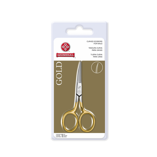 Mundial BC-334 Tesoura de Unha Curva Gold -Gold curved nail scissors - Hi Brazil Market