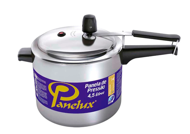 Panelux Panela de Pressao Polida 4.5 litros - Pressure cooker capacity 4.5 liters - Hi Brazil Market