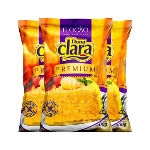 Dona Clara Premium Flocao Farinha de Milho Flocada 500g - Corn Flour Flakes 17.6 oz - Hi Brazil Market