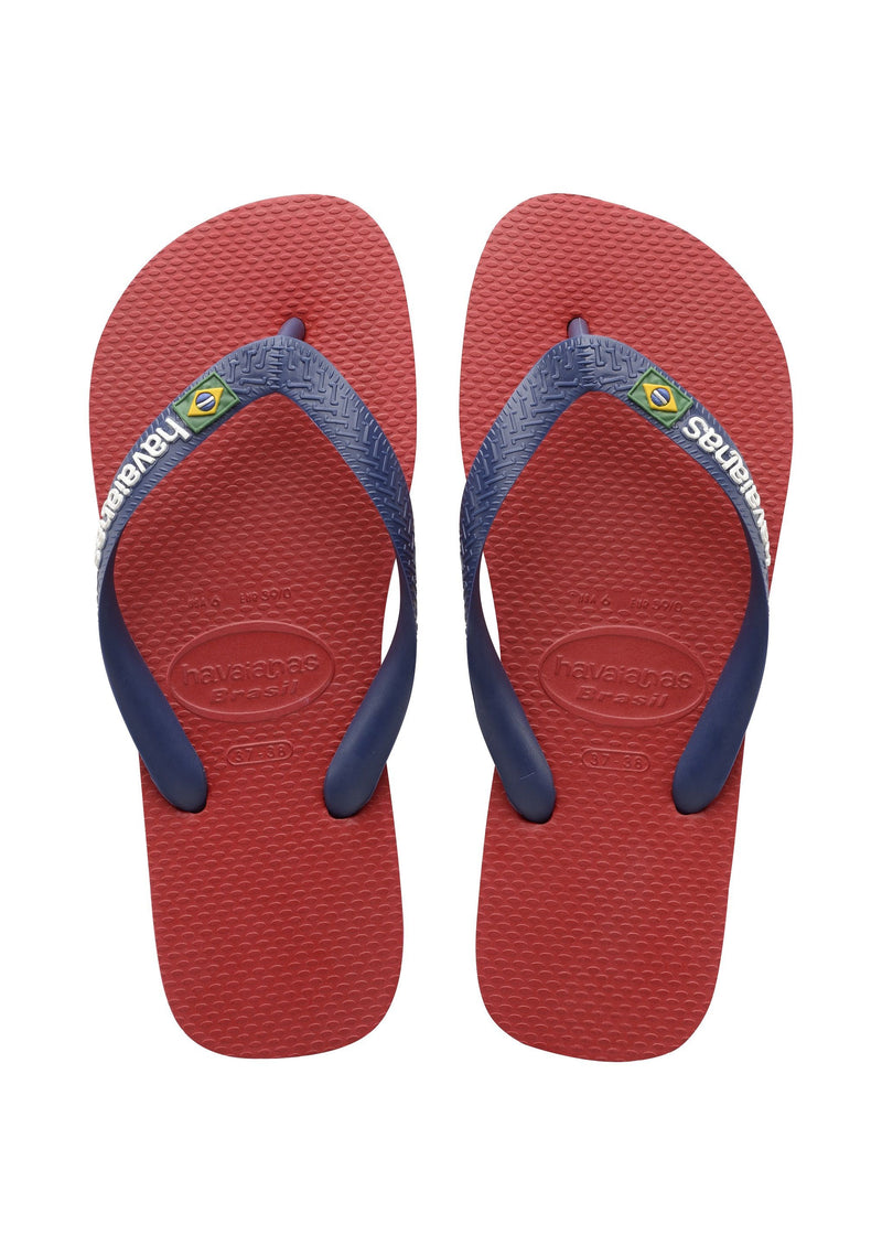 Havaianas Brazil Logo Flip Flops Red / Navy Blue - Hi Brazil Market