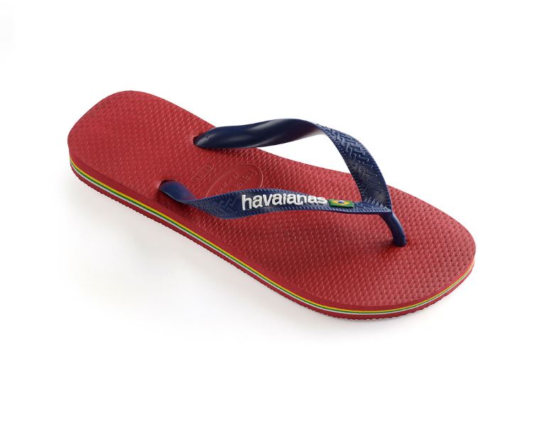 Havaianas Kids Brazil Logo Sandal Flip Flops Red and Marine Blue - Hi Brazil Market