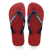 Havaianas Kids Brazil Logo Sandal Flip Flops Red and Marine Blue - Hi Brazil Market