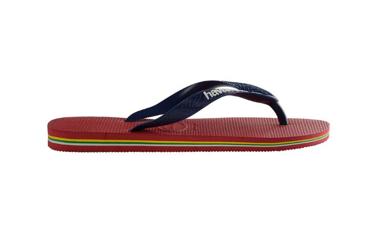 Havaianas Kids Brazil Logo Sandal Flip Flops Red and Marine Blue - Hi Brazil Market