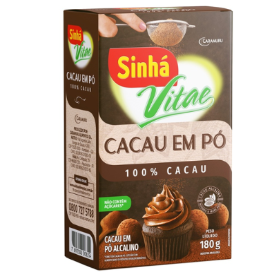 Sinha Vitae Cacau em Po 100% Cacau 180g  - Chocolate Powder 100% Cacau