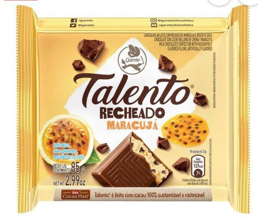 Garoto Talento - Chocolate com recheio Torta de Maracuja 85g - Chocolate with Passion Fruit bar 2.99oz - Hi Brazil Market