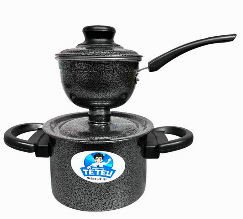 Teteu Cuscuzeiro Porcao Individual Cinza - Couscous Aluminium Steamer Pan - Hi Brazil Market