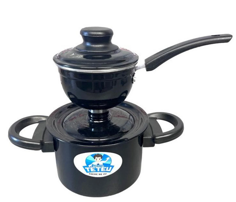 Teteu Cuscuzeiro Porcao Individual Preto - Couscous Aluminium Steamer Pan Black - Hi Brazil Market